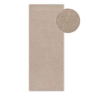 Covor tip traversă bej țesut manual din lână 80x300 cm Eleni Light Beige – Hanse Home