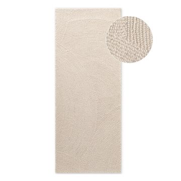 Covor tip traversă în culoare naturală deschisă, țesut manual, din lână 80x200 cm Eleni Natural White – Hanse Home