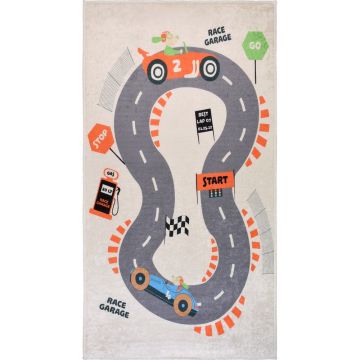 Covor de joacă pentru copii crem lavabil 80x120 cm Race Garage – Vitaus