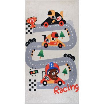 Covor de joacă pentru copii fildeș lavabil 80x120 cm Race Time – Vitaus