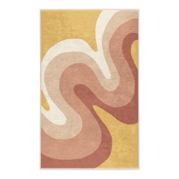 Covor galben ocru-roz prăfuit lavabil 80x150 cm Strawberry Creamsicle – Mila Home ieftin