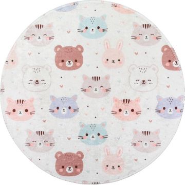Covor pentru copii fildeș lavabil ø100 cm Cute Animals – Vitaus