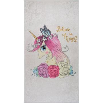 Covor pentru copii fildeș lavabil 80x120 cm Cute Unicorn – Vitaus