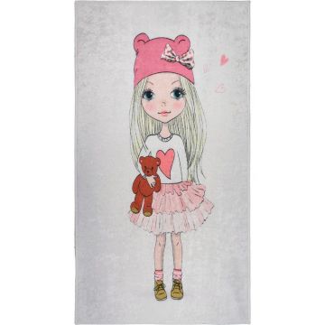 Covor pentru copii lavabil 80x120 cm Cute Girl and the Bear – Vitaus