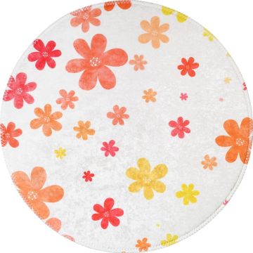 Covor pentru copii portocaliu-fildeș lavabil ø100 cm Fall Flowers – Vitaus