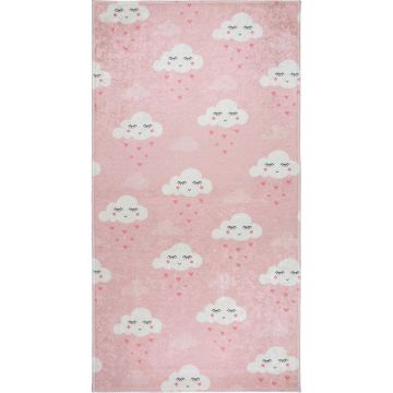 Covor pentru copii roz deschis lavabil 80x120 cm Pink Clouds – Vitaus