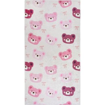 Covor pentru copii roz-fildeș lavabil 60x100 cm Cute Teddies Pink – Vitaus