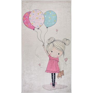 Covor pentru copii roz-fildeș lavabil 80x120 cm Girl & Baloons – Vitaus