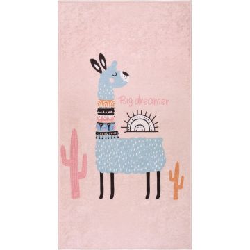 Covor pentru copii roz lavabil 80x120 cm Big Dreamer Camel – Vitaus