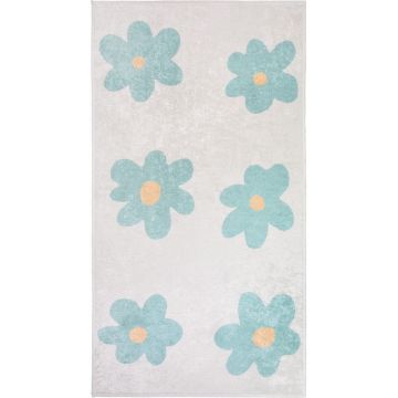 Covor pentru copii verde mentă/fildeș lavabil 60x100 cm Cute Flowers Green – Vitaus