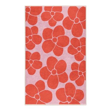 Covor roșu-roz lavabil 80x150 cm Poppy Fields – Mila Home ieftin