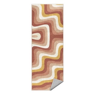 Covor tip traversă galben ocru-roz prăfuit lavabil 80x200 cm Creamy Strawberry Swirl – Mila Home ieftin