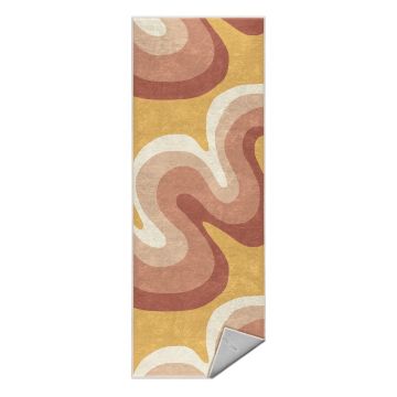 Covor tip traversă galben ocru-roz prăfuit lavabil 80x200 cm Strawberry Creamsicle – Mila Home ieftin
