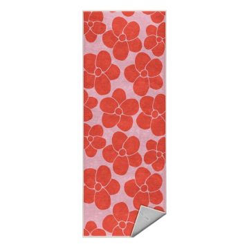 Covor tip traversă roșu-roz lavabil 80x200 cm Poppy Fields – Mila Home ieftin