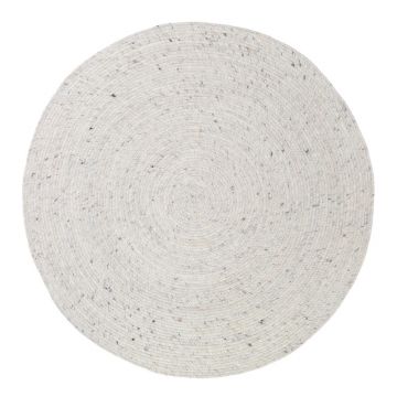 Covor alb reversibil, țesut manual rotund din amestesc de lână ø 160 cm Neethu Natural L – Nattiot