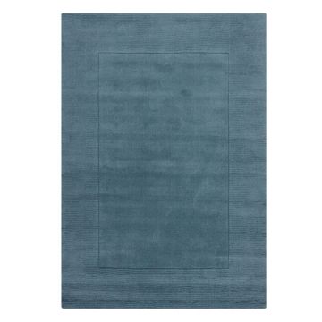 Covor albastru țesut manual din lână 200x290 cm Textured Wool Border – Flair Rugs