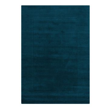 Covor albastru închis țesut manual din lână 200x290 cm Textured Wool Border – Flair Rugs