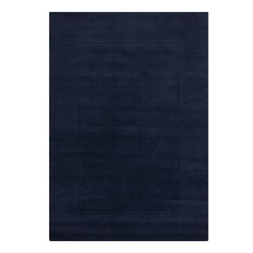 Covor albastru închis țesut manual din lână 200x290 cm Textured Wool Border – Flair Rugs