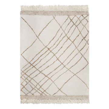 Covor crem țesut manual din amestesc de lână 160x230 cm Astera Linear – Flair Rugs