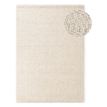 Covor crem-fildeș țesut manual din amestesc de lână 160x230 cm Majoli – Elle Decoration