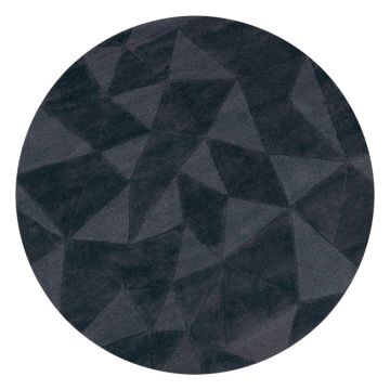 Covor gri antracit țesut manual rotund din lână ø 160 cm Shard Charcoal – Flair Rugs