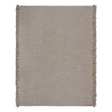 Covor gri țesut manual din amestesc de lână 160x230 cm Rene Fringed Ribbed – Flair Rugs