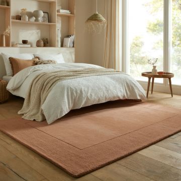 Covor Textured Wool Border Portocaliu 200X290 cm, Flair Rugs
