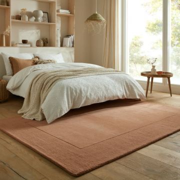 Covor Textured Wool Border Portocaliu 200X290 cm, Flair Rugs