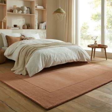Covor Textured Wool Border Portocaliu 200X290 cm, Flair Rugs