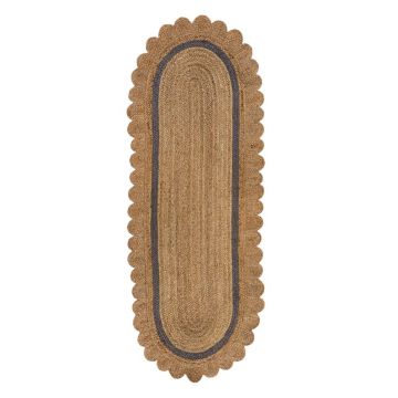 Covor tip traversă gri/în culoare naturală țesut manual din iută 80x230 cm Grace Grey – Flair Rugs