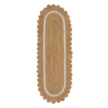 Covor tip traversă în culoare naturală/fildeș țesut manual din iută 80x230 cm Grace White – Flair Rugs