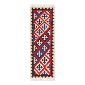Covor tip traversă roșu reversibil, țesut manual din lână 60x190 cm Kamal Rami – Nouristan