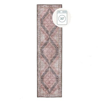 Covor tip traversă roz lavabil 60x230 cm Briony Traditional – Flair Rugs