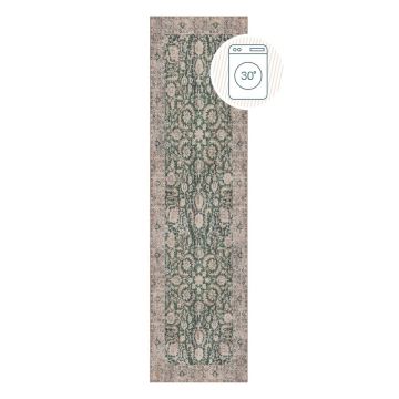 Covor tip traversă verde lavabil 60x230 cm Beau Floral – Flair Rugs ieftin