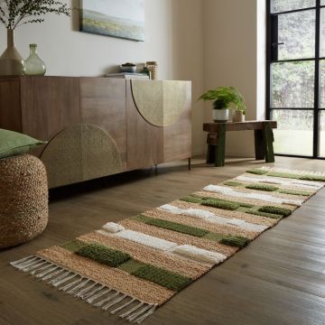 Covor traversa Medina Blocks Verde 60x230 cm, Flair Rugs
