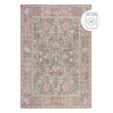 Covor verde deschis lavabil 115x170 cm Una Floral – Flair Rugs ieftin