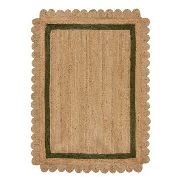 Covor verde închis/în culoare naturală țesut manual din iută 200x290 cm Grace Green – Flair Rugs
