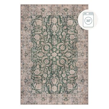 Covor verde lavabil 190x290 cm Beau Floral – Flair Rugs ieftin