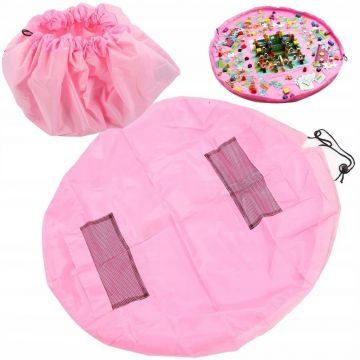 Covoras de joaca si saculet de jucarii 2 in 1, Roz