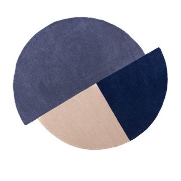 Covor albastru țesut manual, rotund, din lână ø 200 cm Mia Segment – Flair Rugs