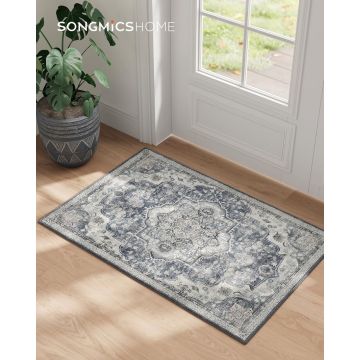 Covor antiderapant Songmics Vintage, 61x92 cm, lavabil la masina, poliester, gri dove