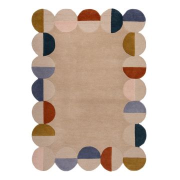 Covor bej țesut manual din lână 120x170 cm Mia Scallop Frame – Flair Rugs