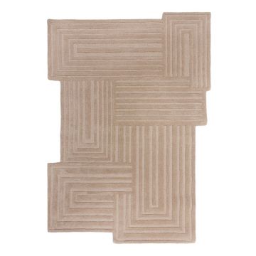 Covor bej țesut manual din lână 120x170 cm Zen Rectangles – Flair Rugs