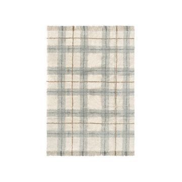 Covor crem/verde salvie lavabil/țesut manual din bumbac 140x190 cm Tartan Blue Sage – Lorena Canals