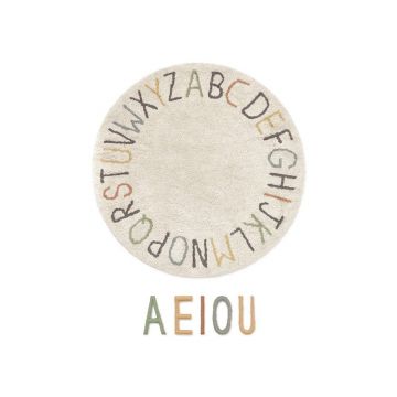 Covor de joacă pentru copii crem din bumbac ø120 cm ABC Color and Letters – Lorena Canals