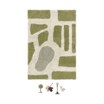Covor de joacă pentru copii verde-crem din bumbac 90x130 cm Hyde Park – Lorena Canals
