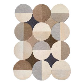 Covor grej țesut manual din lână 120x170 cm Mia Ellipse – Flair Rugs