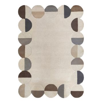 Covor grej țesut manual din lână 120x170 cm Mia Scallop Frame – Flair Rugs
