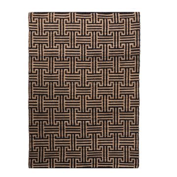 Covor negru-în culoare naturală țesut manual din amestec de iută 200x290 cm Meander Jute – Flair Rugs