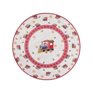 Covor roșu rotund ø 160 cm cu model de Crăciun Toy's Delight Train – Villeroy&Boch